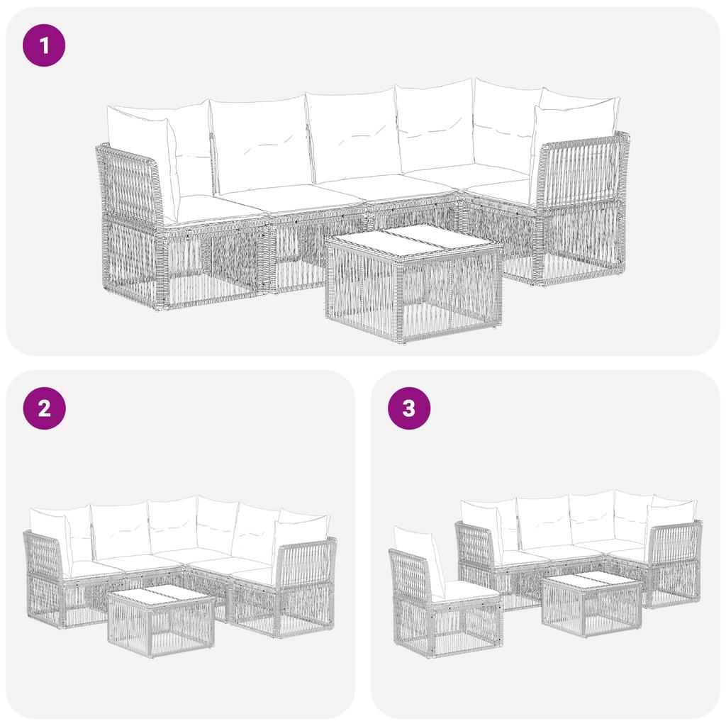 Garden Sofa Set 6 pcs Black Poly Rattan