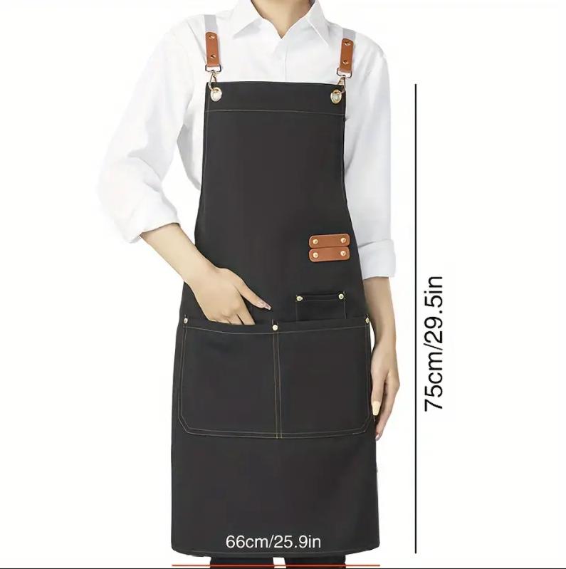 Multi Functional Canvas High-end Restaurant Apron with Multiple Pockets, Perfect for Cafes, Restaurants, and Fashionable Waist Workwear