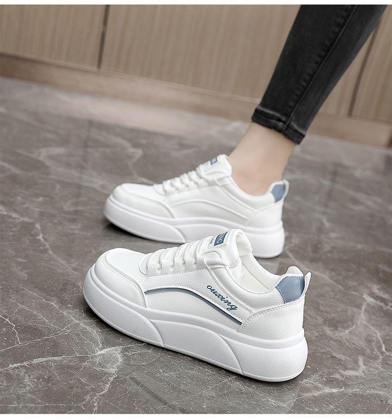 PLOVER Little White Shoes Women's Platform Versatile Sports Board Shoes 4.5CM Height Increase Simple and Comfortable Skirt Casual Running