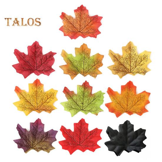 50Pcs Artificial Maple Leaf Realistic Cloth Autumn Leaves Indoor Outdoor Halloween Fall Harvest Thanksgiving Festival Wedding Party Decoration