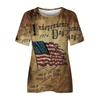 Women's American Flag & Bald Eagle Print T-Shirt Casual Short Sleeve Crew Neck Patriotic Graphic Tee for Summer