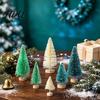 Small Christmas Tree Mini Bottle Brush Tree Artificial Miniature Tiny Sisal with Living Room Decor Wooden Base Winter Snow Frost Tabletop