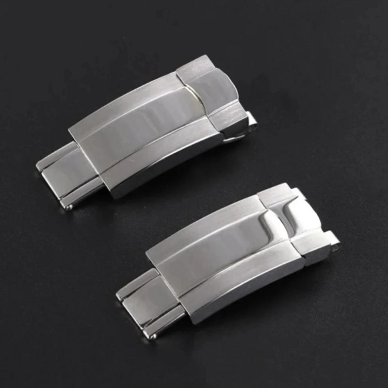 16X9MM Solid Stainless Steel Folding Buckle for Rolex Submariner Oysterflex Daytona GMT Watch Band Strap Deployment Clasp