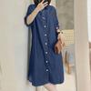 ZANZEA Women Casual Turn Down Collar Loose Long Sleeve Shirt Dress