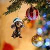 Christmas Cartoon Cute Dog Cat Ornaments Dachshund Dog Hanging Decoration Xmas Tree Pendant Home Party Supplies Car Decor Gifts