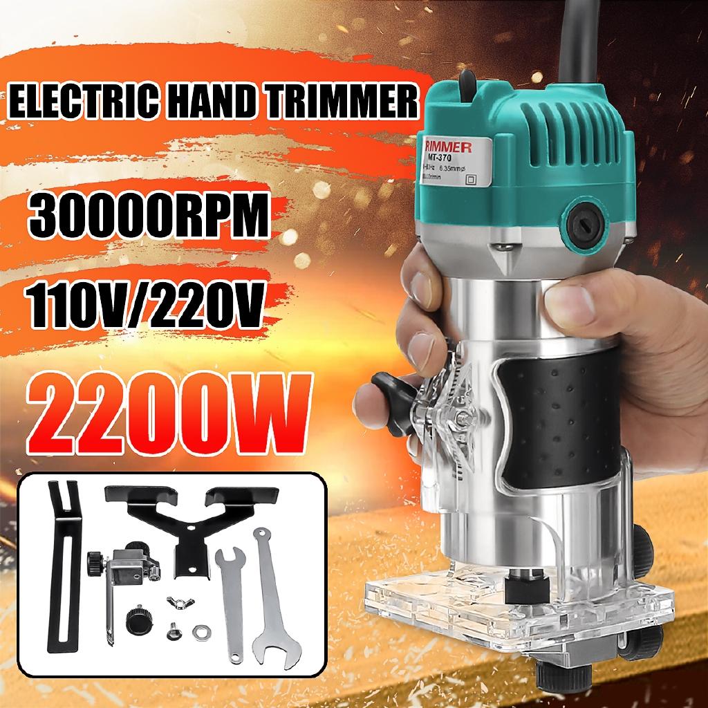 2200W 6.35mm Electric Hand Trimmer Wood Laminate Palms Router Joiners Router for Woodworking Power Tool Kit 110V/220V