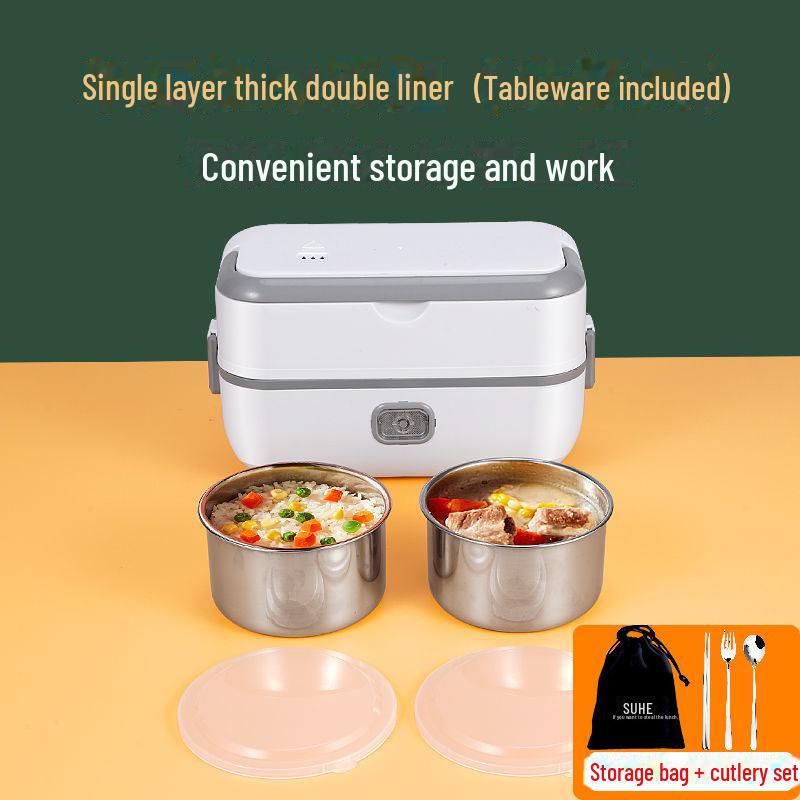 Portable Electric Lunch Box for Heating, Steaming, Cooking, and Warm Food Storage - Ideal for Office Workers