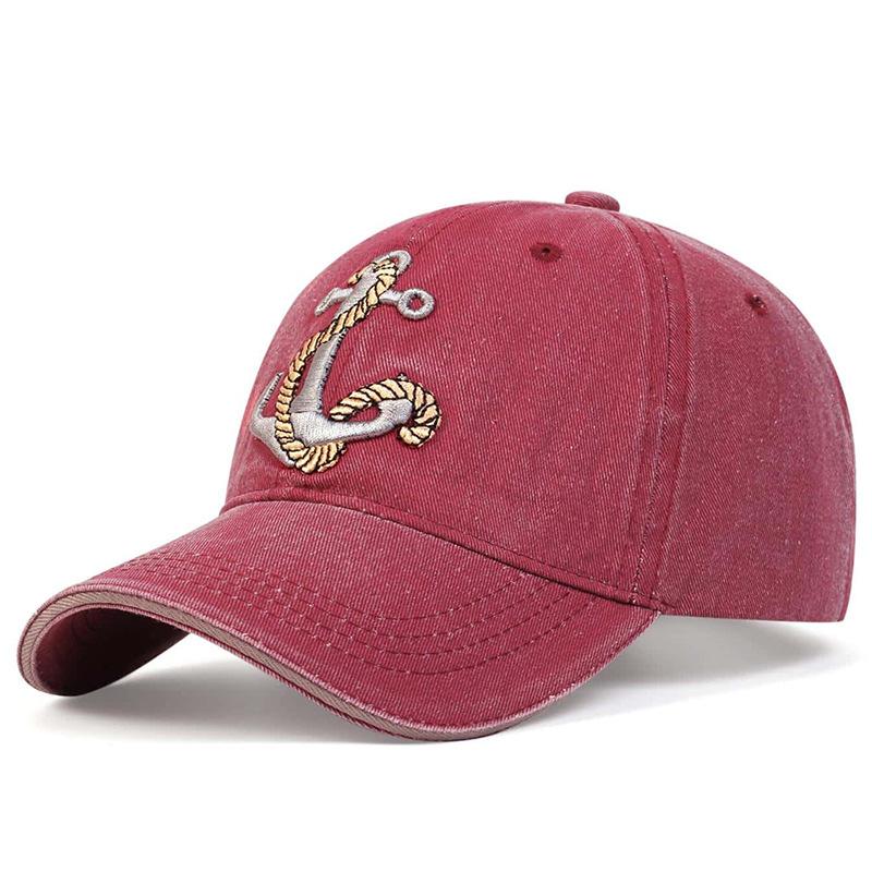 

Embroidered Denim Baseball Cap Adjustable Fit Classic Style Breathable Fabric Casual Outdoor Hat for Spring Summer One Size винний