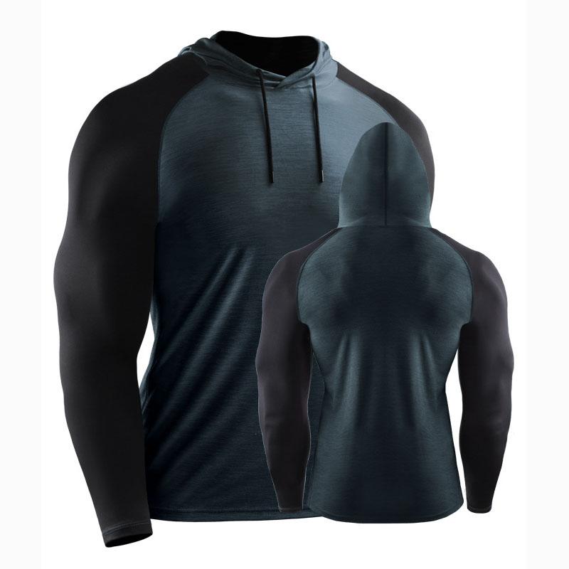 

Мужская четырехсезонная спортивная на открытом воздухе быстросохнущая толстовка с капюшоном и длинными рукавами L темно-зеленого