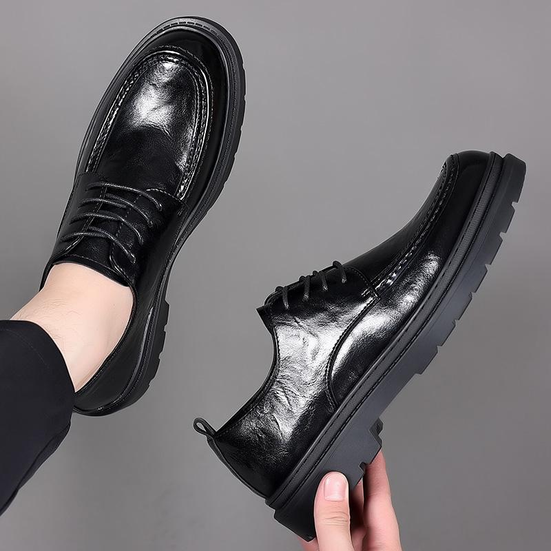 Fashion Men Oxfords Shoes Lace Up Busienss Genuine Leather Dress Shoes Outdoor Mens Casual Shoes fashionWork Shoes Men Flats