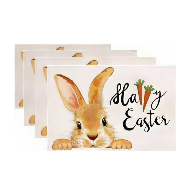 Ostern Süße Kunst Kaninchen Leinen Waschbar Tischsets Osterfest Geschenk 30x45cm 1 Stück Küchentisch Party Dekoration