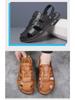 Genuine Leather Men's Summer Sandals - Closed Toe, Non-Slip Outdoor & Driving Shoes with Trendy Cowhide Sole