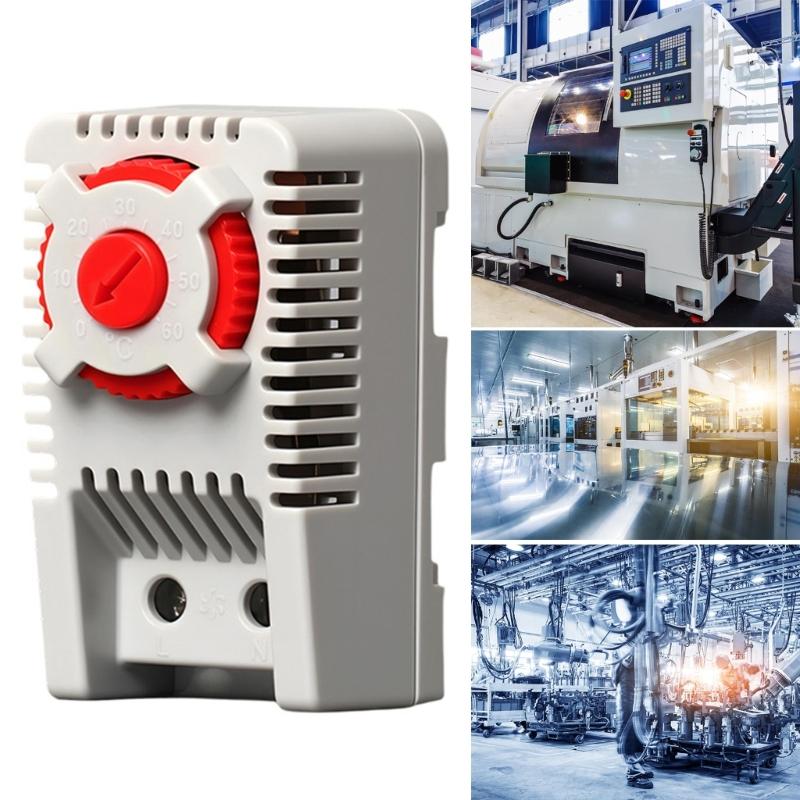 Multifunctional Thermostat for Heating and Cooling Systems Adjustable 0-60℃ with DIN Rail Mount and Flame Retardant Plastic