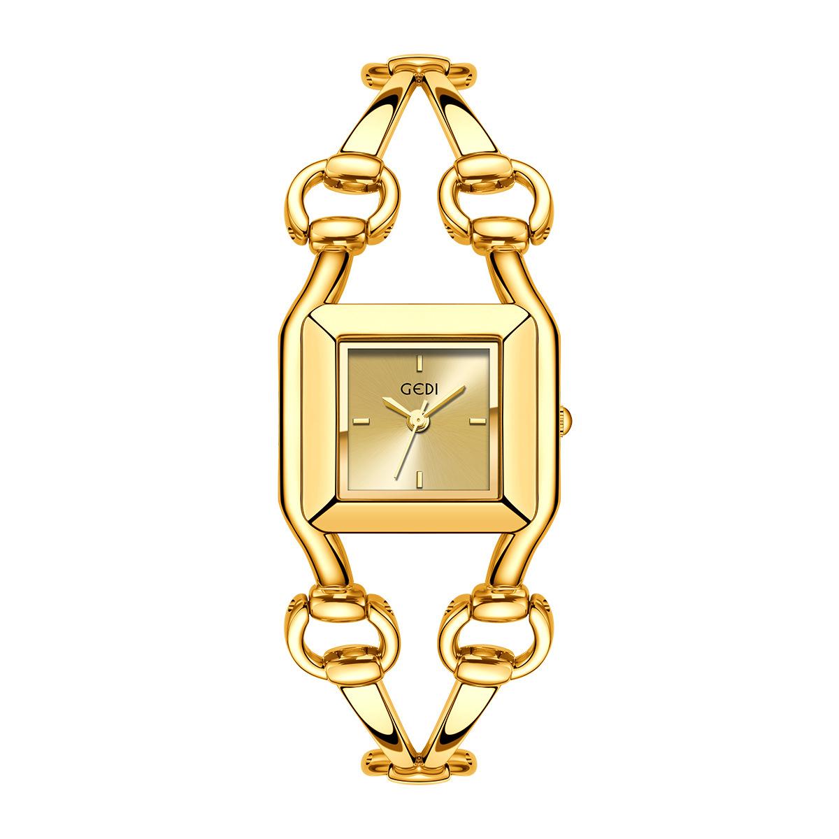 Goldie Light Luxury Simple High-End Bracelet Small Square Watch Niche High-Value Fashion Alloy Waterproof Women S Quartz Watch