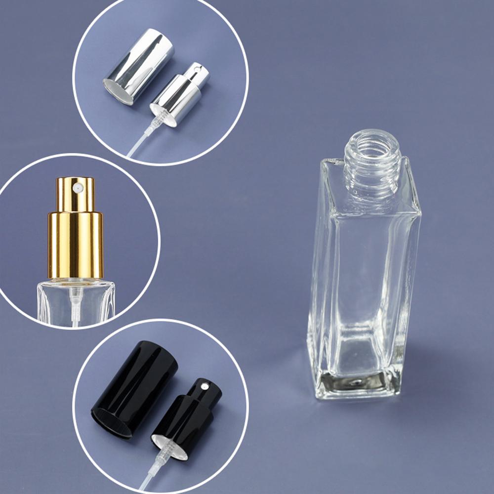 10pcs/20pcs 3ml 5ml 10ml 20ml 30ml 50ml Transparent Glass Spray Bottle Sample Glass Vials Perfume Atomizer Gold Silver Black Cap