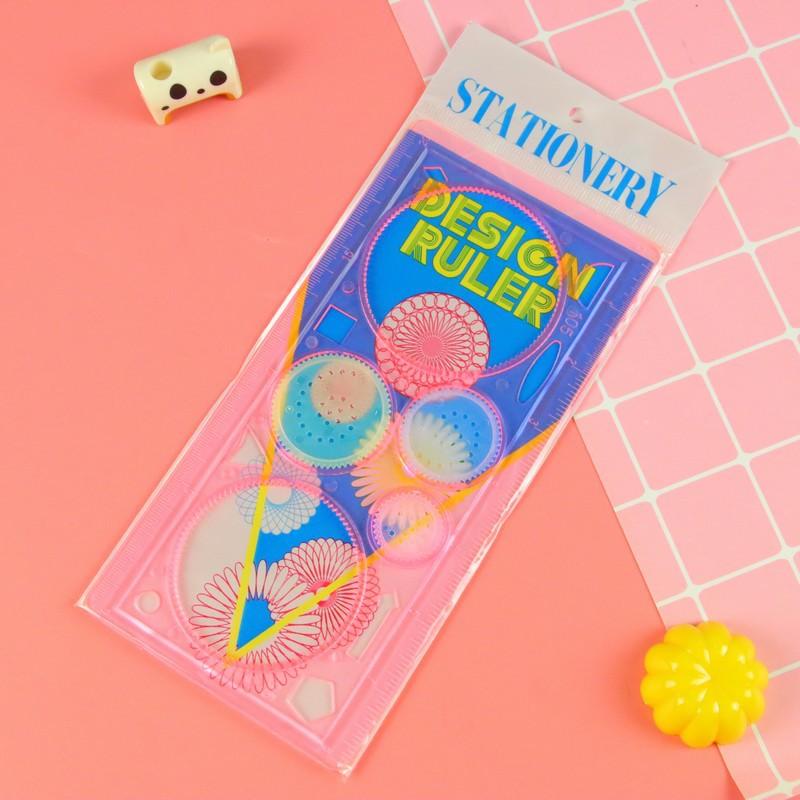 

Multi-function Painting Puzzle Spirograph Geometric Ruler Drafting Tools for Students Drawing Toys Children Learning Art Tool рожевий