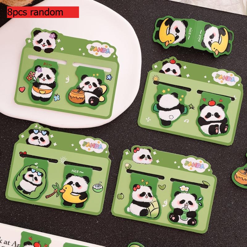 Cartoon Panda Double Magnetic Gift Bookmarks for Students Cute Reading Book Page Clip Creative Stationery Prizes Kawai Lovely
