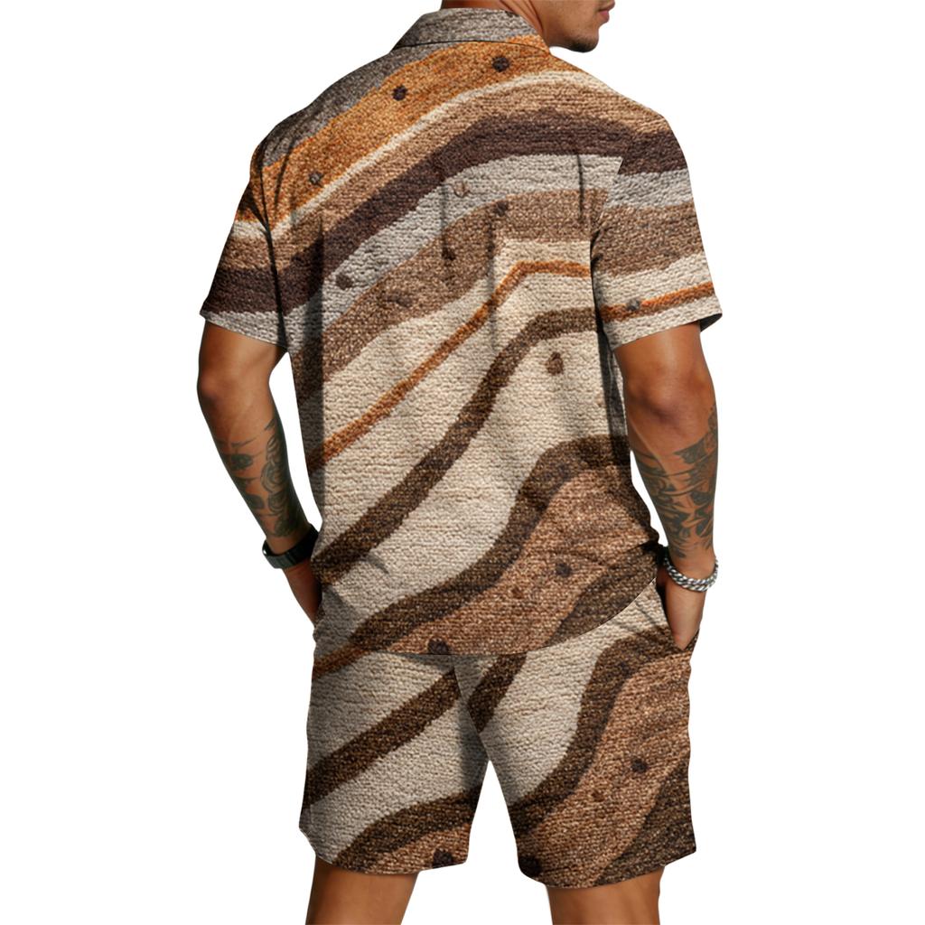 Men's Casual Lightweight Breathable Short-Sleeve Shirt And Shorts Set