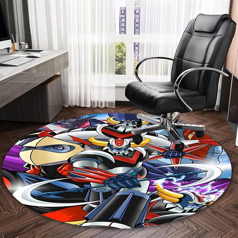 1pc UFO Robot Grendizer10 Print Round Carpet Chair Round Carpet Suitable for Bedroom Living Room Home Decorative Carpet