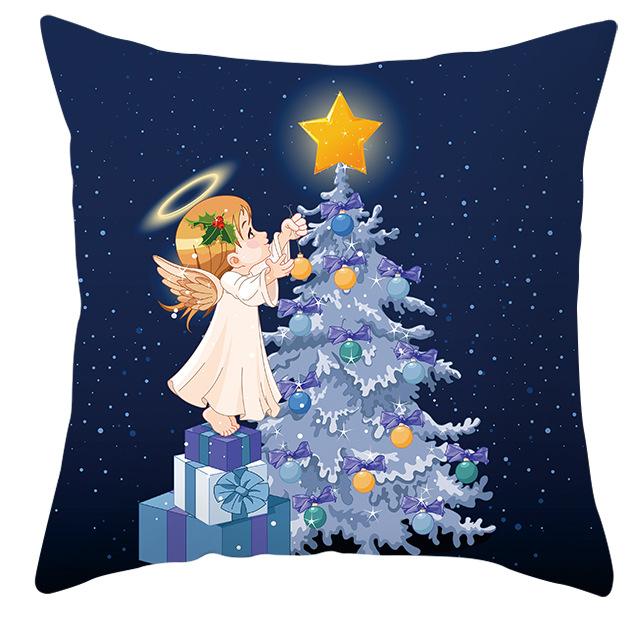 New Blue Snowflake Pillow Cover Winter Christmas Snowman Cushion Cover