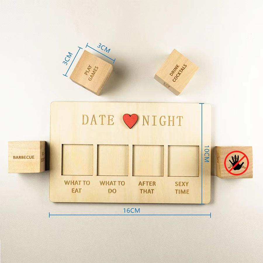 Date Night Dice, Take Out Dice For Couples, Portable Couple Wooden Dice Kit For Adults Women Men Husband Girlfriend Boyfriend Ch