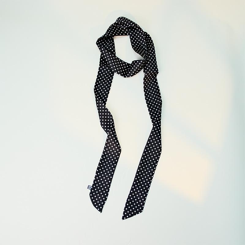 190cm Polka Dot Silk Scarf: Thin, Long, Versatile Ribbon for Hair, Waist, or Bag Accessory