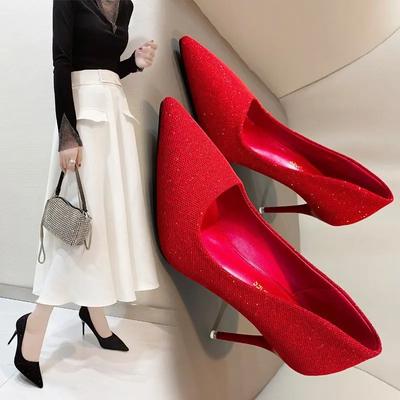 Νυφικά Γυναικεία Ψηλοτάκουνα Νέα Σέξι Μυτερές Στενές Γόβες Ρηχό Άνοιγμα Μονά Παπούτσια Μοντέρνα Τάση Ψηλοτάκουνα Γυναικεία Παπούτσια