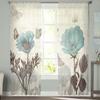 Vintage Tulpen Blumen Schmetterlinge Schlafzimmer Transparente Gardinen Urlaub Dekoration Fenster Voile Tüll Vorhang