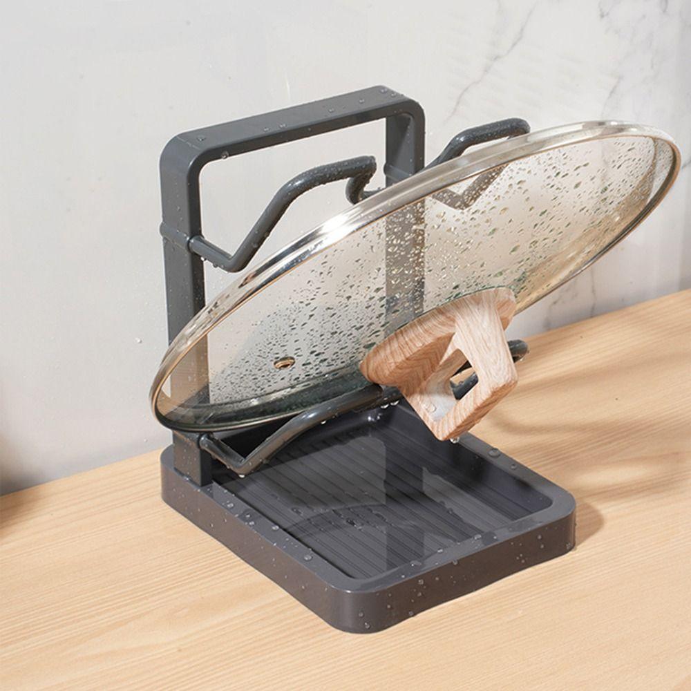 Double Layer Pot Lid Rack Draining Non-slip Cutting Board Holder Large Capacity Pot Lid Organizer