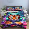 Tiger wearing vibrant headphones. Bedding sets Duvet cover sets Duvet covers Pillowcases(1 * Duvet Cover 2 * Pillowcases without duvet insert)