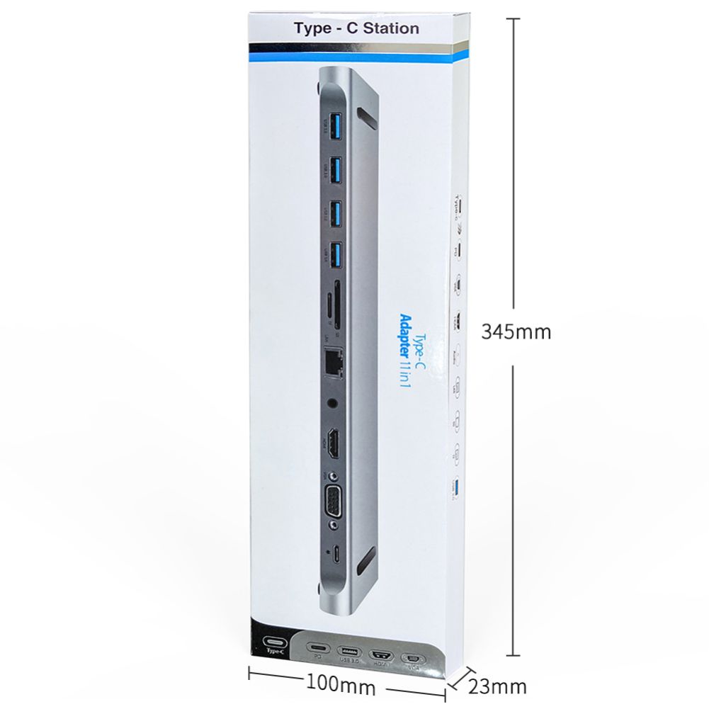 11-in-1 USB-C-Hub Mehrzweck-Aluminiumlegierung USB-C-Adapter Dockingstation für Laptop USB-Stick Drucker Typ-C-Geräte