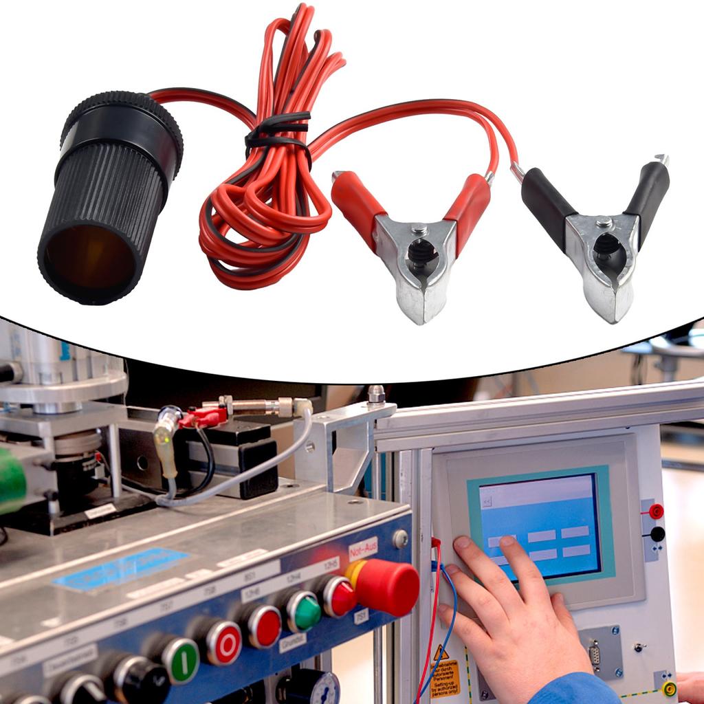 Portable 12V Car Socket Adapter with Battery Clamp Convert 12V Accessories