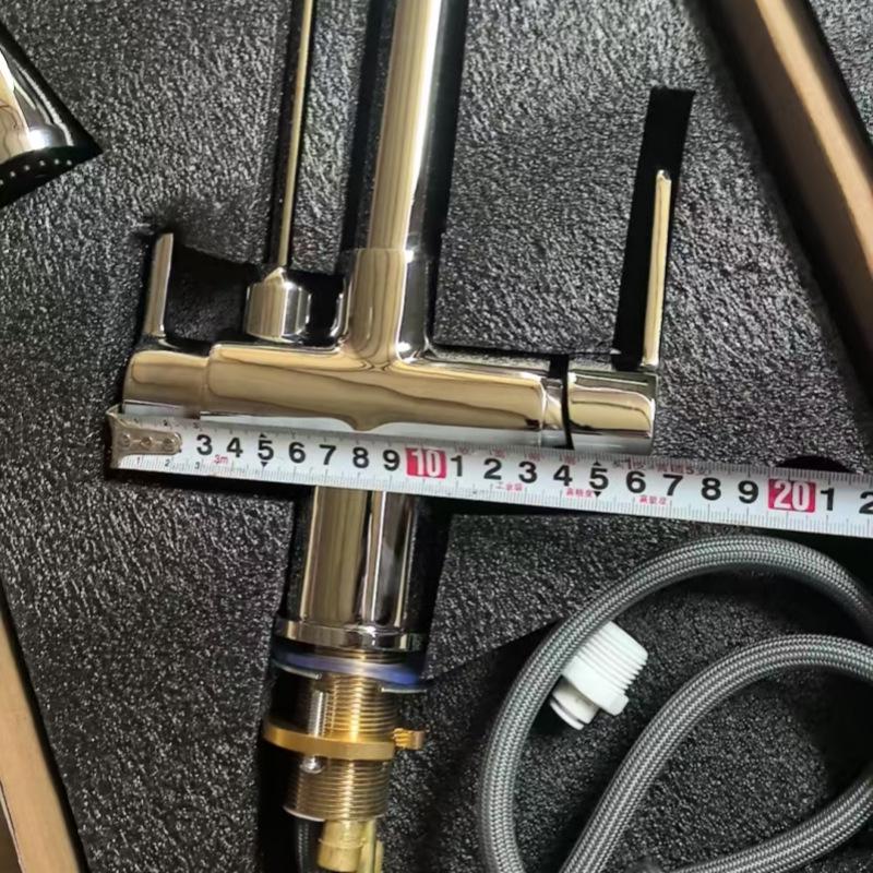 All-Copper 3-in-1 Pull-Out Kitchen Faucet with Hot, Cold, and Pure Water Options