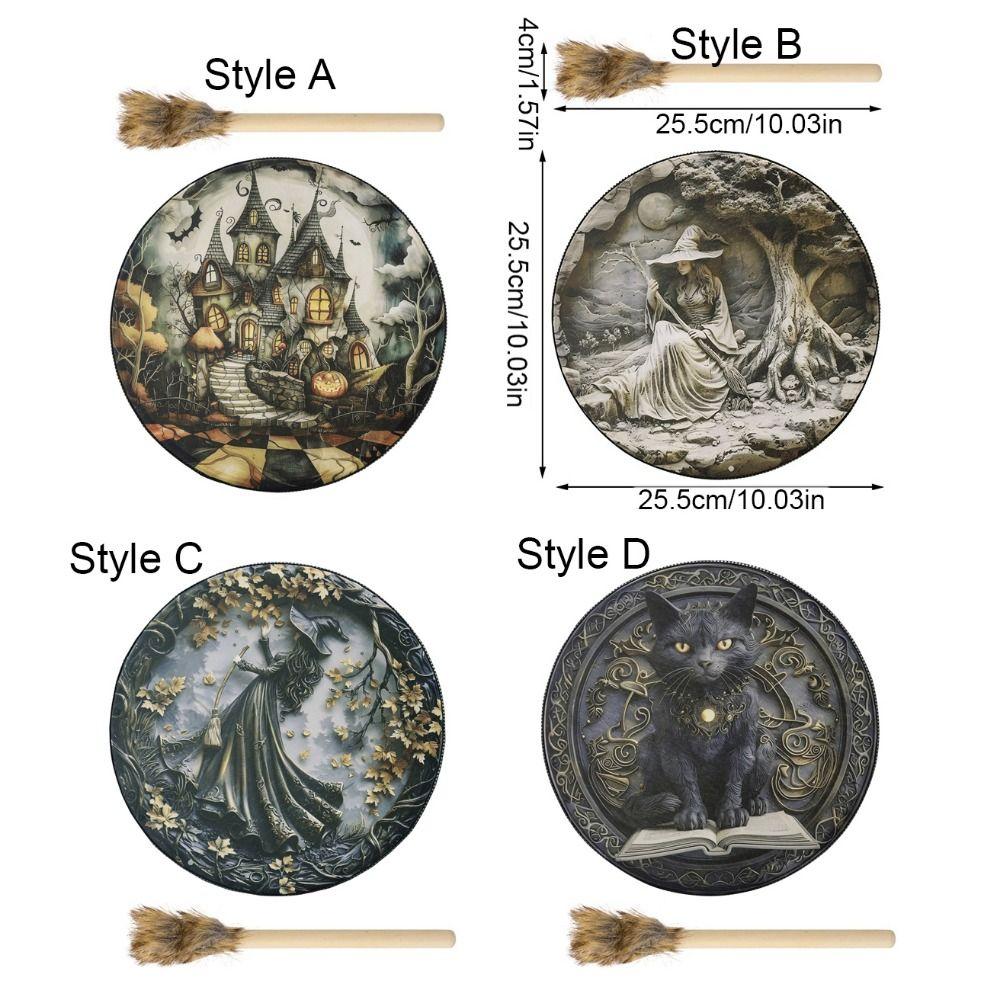 Ręcznie robiony szamański bęben na Halloween z pałeczką bęben ręczny bębny dekoracyjne na Halloween Halloween