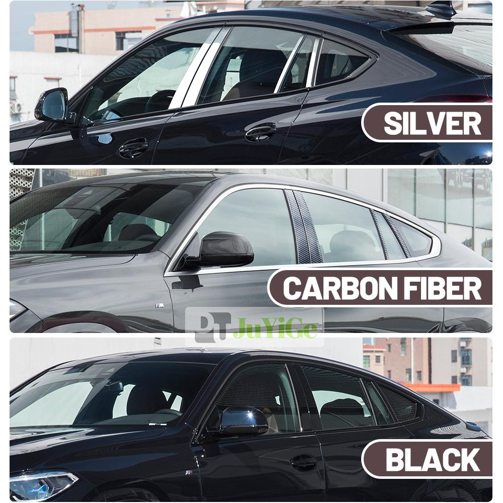 For Jaguar XF II X260 2015-2022 2016 2017 2018 2019 Bright Black Carbon Fibre Window Door B C Sticker P4
