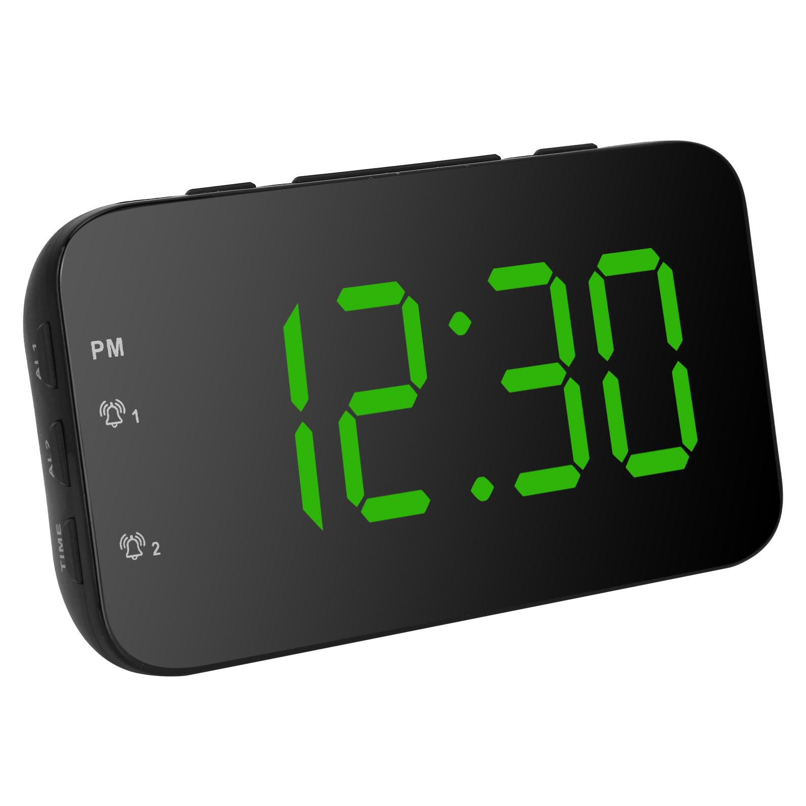 

LED Digital Alarm Clock Portable Desk Clock with Snooze for Bedroom Home Travel зелёный