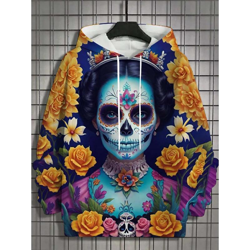 Fashion Women's Hoodie for Girls Autumn New Men's Long Sleeve Tops Sexy Girls Clothes Horror Undead Skull Pattern Unisex Tops