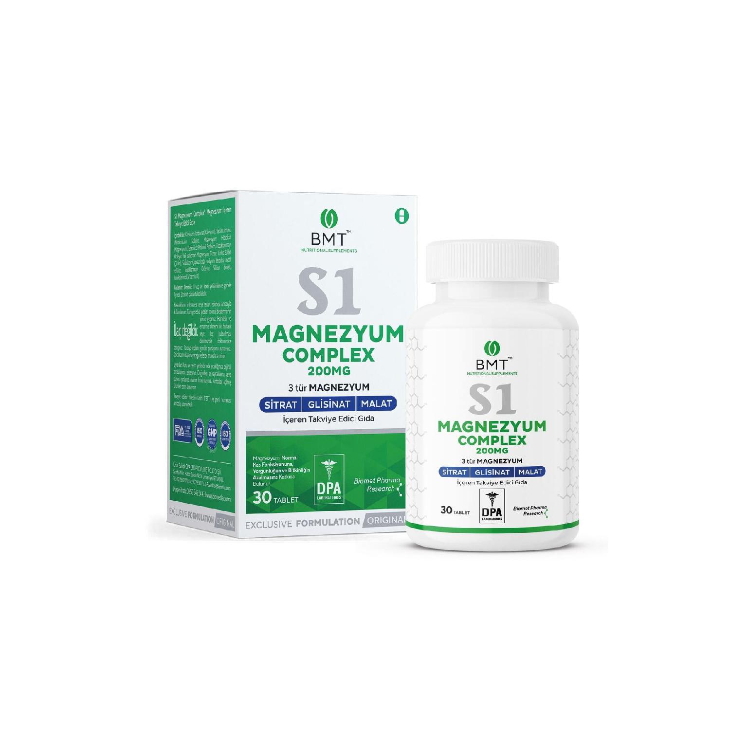 

S1 Magnesium Complex - Citrate Malat Glycinate 30 Tablet
