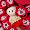 10 Peças Flor de Sabão Rosa Com Urso Presente de Dia dos Namorados Para Namorada Mulheres Flor Artificial Rosa Falsa Aniversário Decoração de Casamento