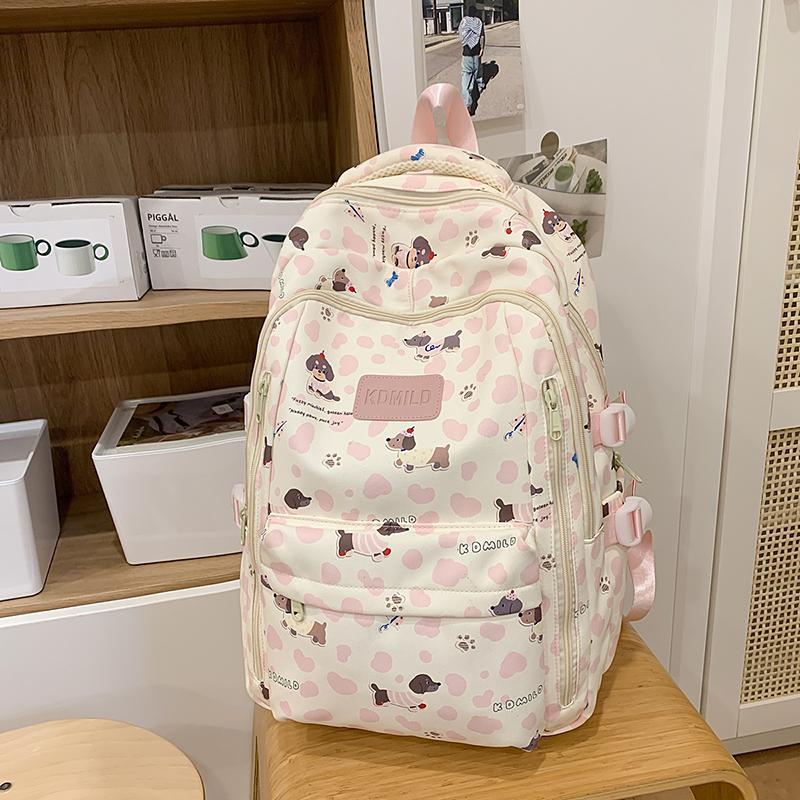 College Style Backpack Puppy Pattern Schoolbag Junior High School Student Book Bag