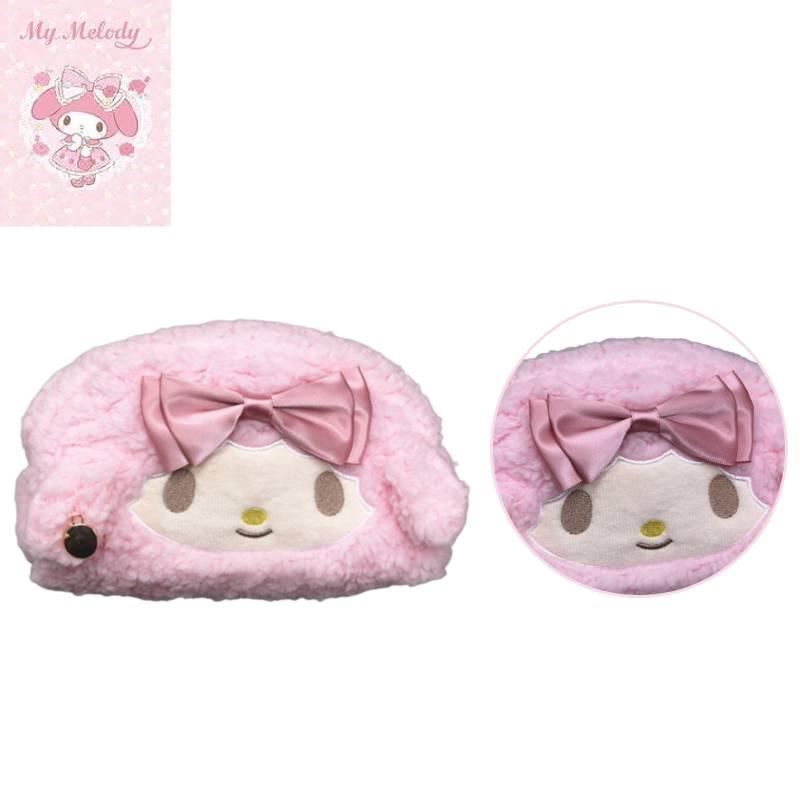 Cute Sanrio Melody Plush Pencil Bag Girl Cartoon Makeup Bag
