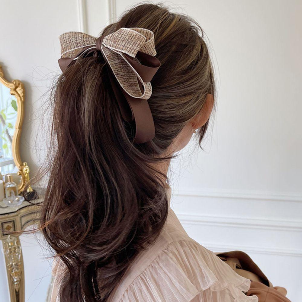 Cloth Resin Party Vertical Clip Women Hair Accessories Korean Style Hair Wear Bow Banana Clip