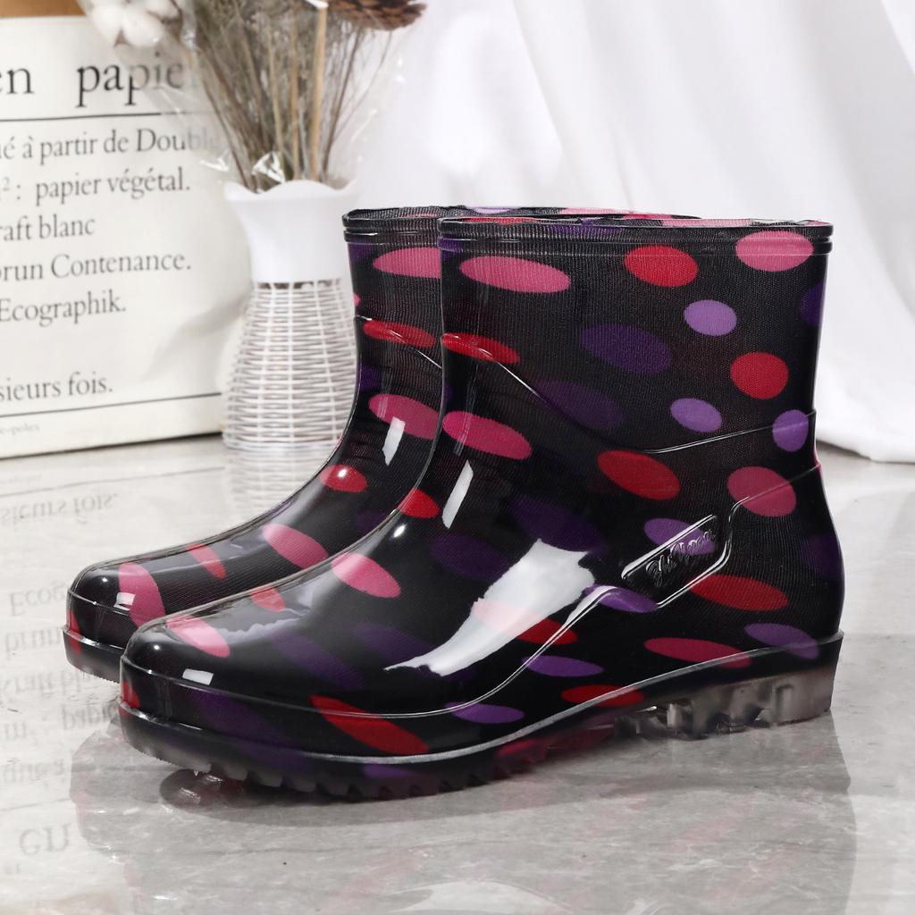 Fashion Fashionable Print Rain Boots Adult Women's Waterproof Boots Anti-slip Wear-resistant Shoes Mid-high Boot Rain Shoes 2026 New