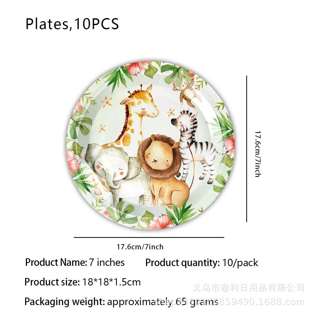 Forest Animal Themed Party Supplies Birthday Decorations Arrangement Props Paper Plates Paper Cups Paper Tissue Banners Tablecloths