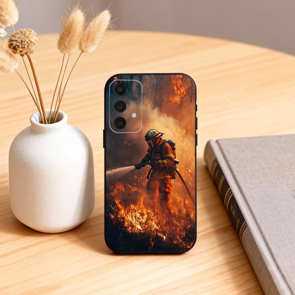 

Fire Disaster Firefighter Phone Case For Samsung S25,24,23,22,30,21,10,9,Ultra,Plus,Lite,FE,4,5 G Soft Black Case Samsung S25ULTRA