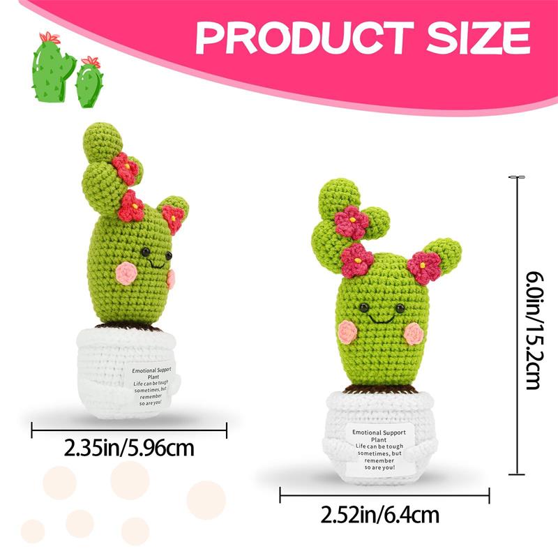 Handmade Emotional Support Pickle Gift, Cucumber Crochet Inspirational Gifts with Wooden Base, Cute Knitted Cucumber Funny Pickle