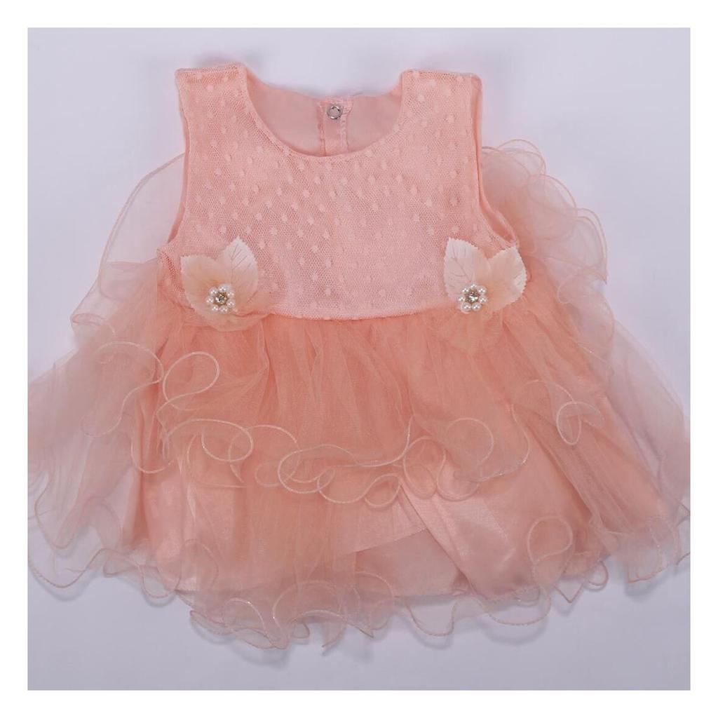 4-teiliges Mevlüt-Set für Babys, Mädchen, Lachs, Tüll, Rüschen, Perlen, 0–6 Monate