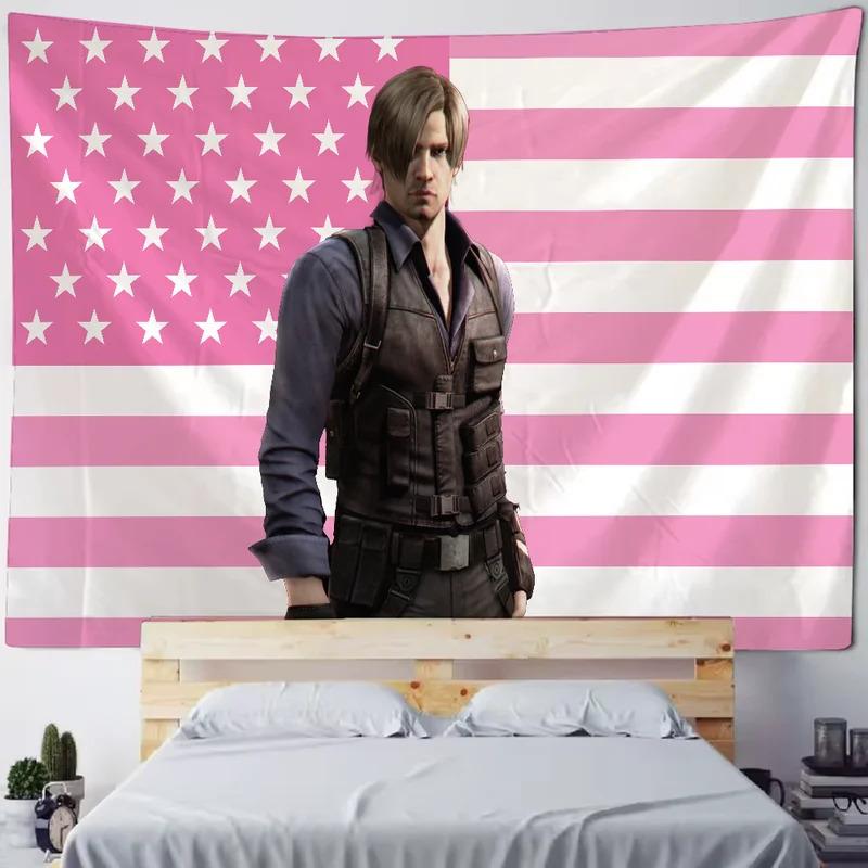 VIKAMA Pink American Flag Style Game Character Tapestry Trendy And Personal Decor Suitable For Bedrooms And Gaming Rooms