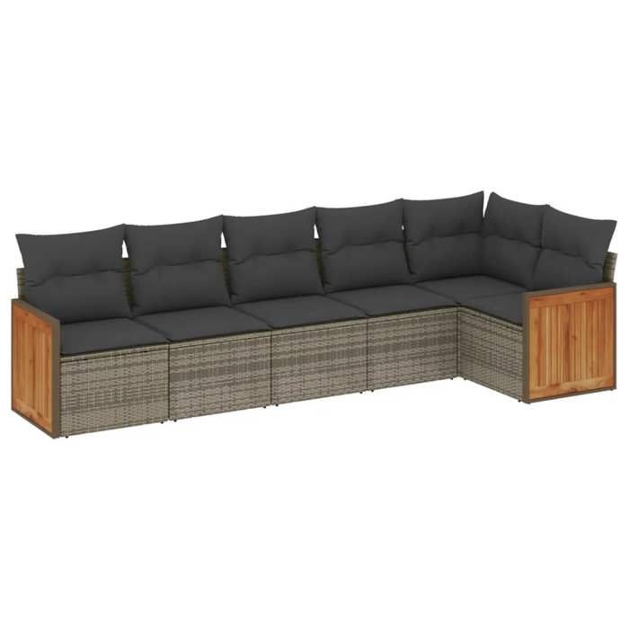 VidaXL Salon de Jardin avec Coussins 6 pcs, Canapés de Terrasse, Ensemble de Meubles de Patio, Mobilier d'Extérieur, Gris 3227670