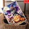 DIY Pearl Bead Art Canvas Cute Cat Halloween Witch Pumpkin Pattern Frameless 3D Painting Kit for Bedroom Living Room Wall Decor